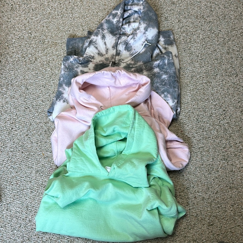 Hoodie Bundle: Gildan and Artist Union Pink, Green, Gray Tie dye
